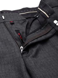 Raymond Men Checked Slim Fit Mid-Rise Formal Trousers