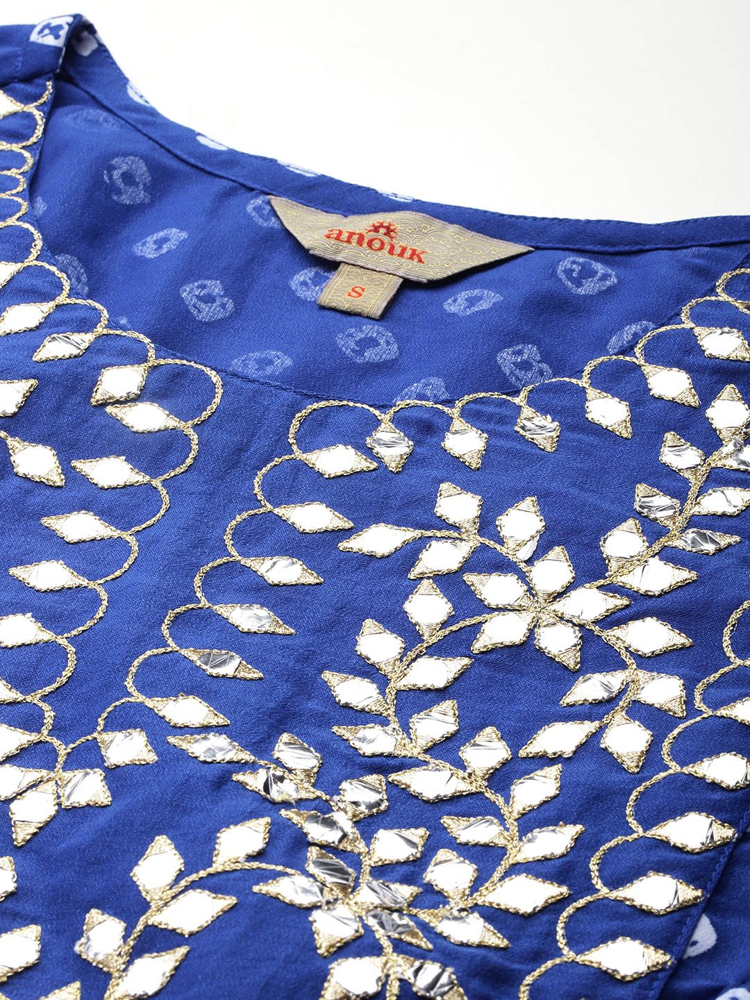 Anouk Bandhani Printed Mirror Work Embellished Kurta Set