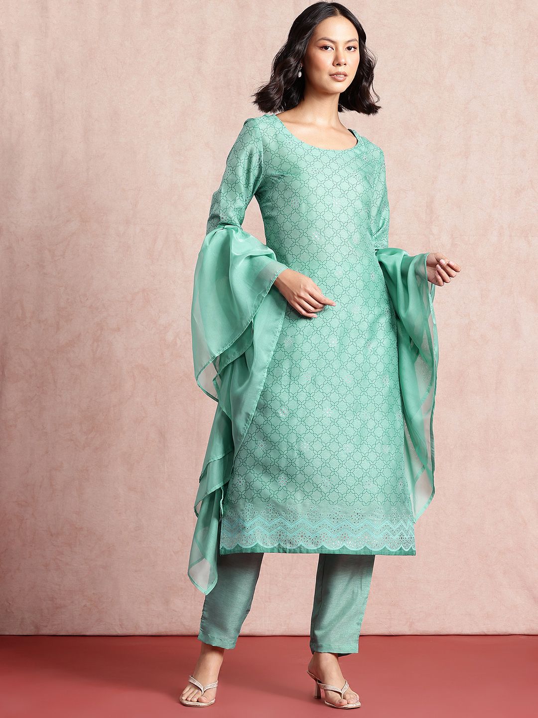 all about you Printed Kurta with Trousers & Dupatta
