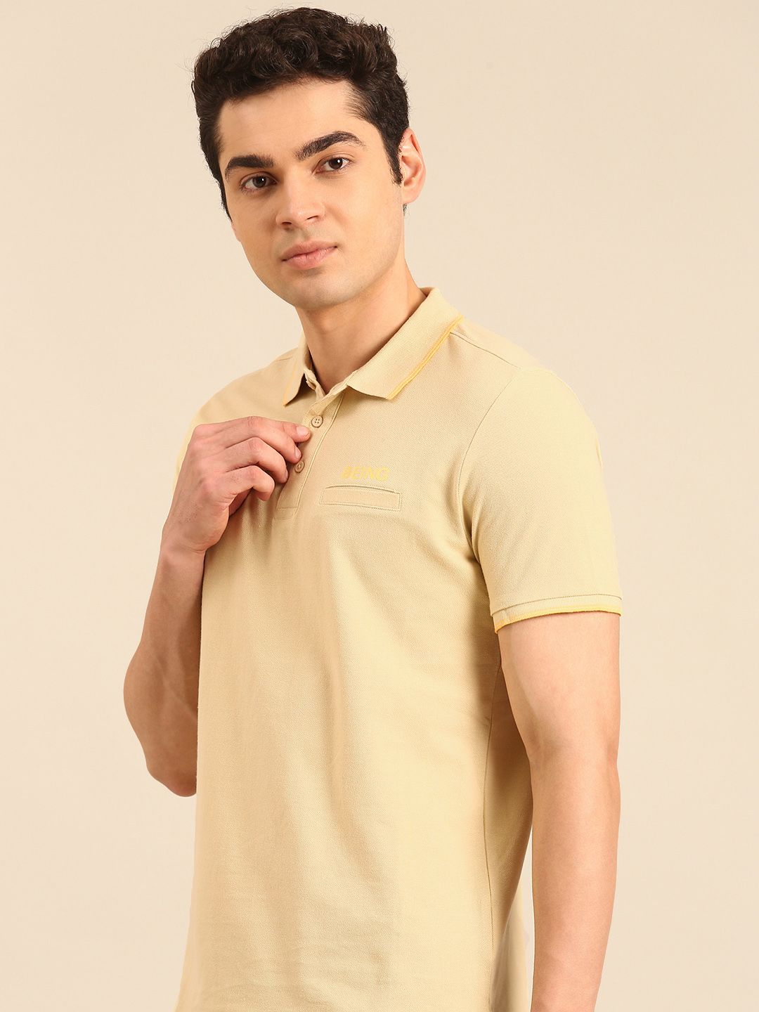 Being Human Polo Collar Pure Cotton T-shirt with Welt Pocket