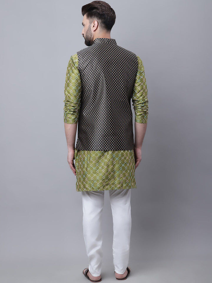 SOJANYA Ethnic Motifs Embroidered Regular Kurta with Pyjamas & Nehru Jacket