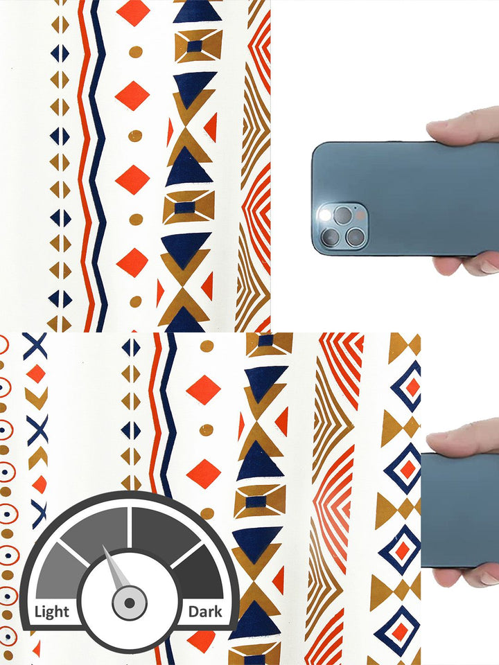 Story@home White & Orange Geometric Room Darkening Door Curtain