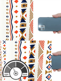 Story@home White & Orange Geometric Room Darkening Door Curtain