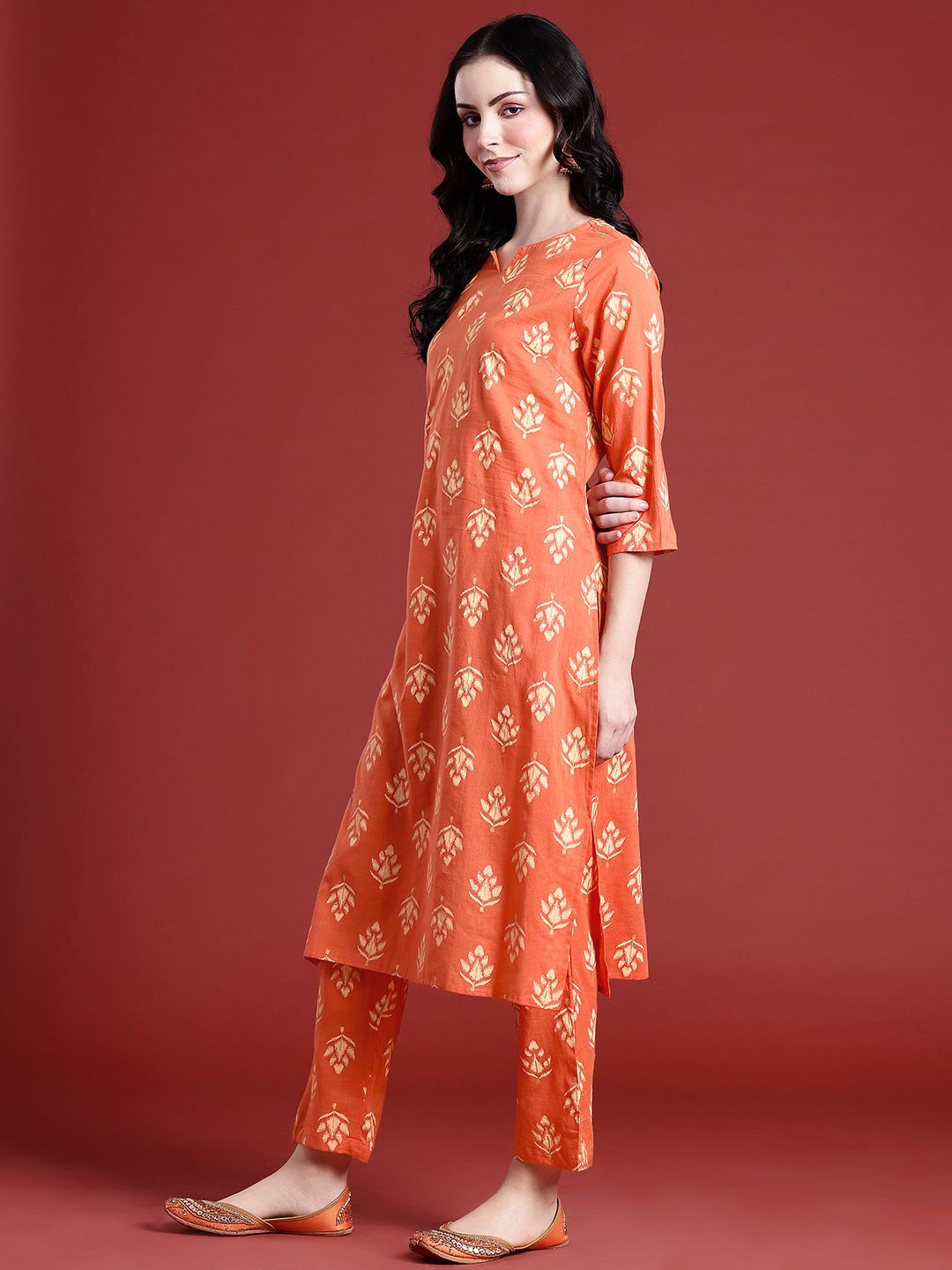 Anouk Ethnic Motifs Printed Regular Pure Cotton Kurta with Trousers & With Dupatta