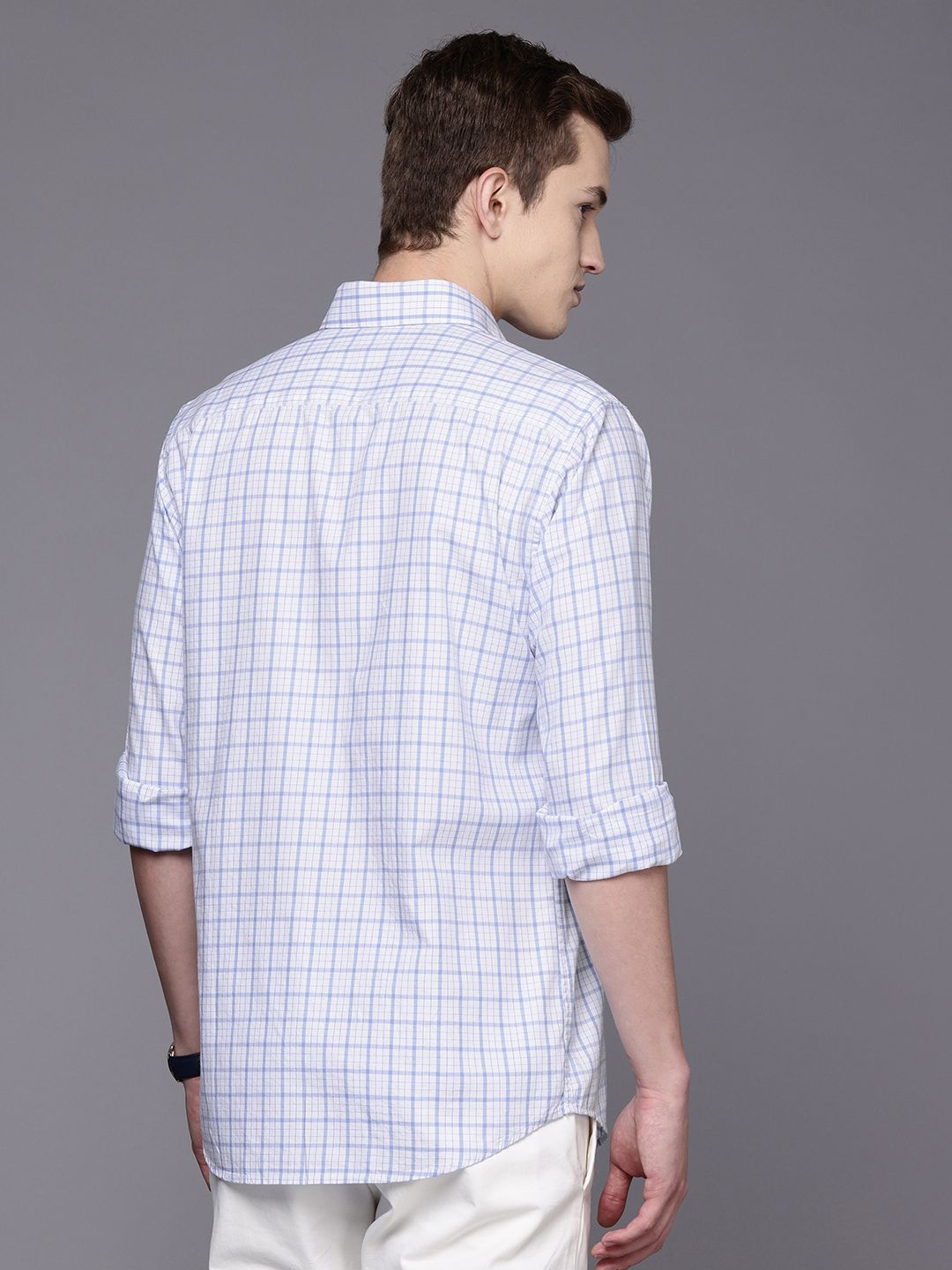 Raymond Pure Cotton Slim Fit Checked Casual Shirt