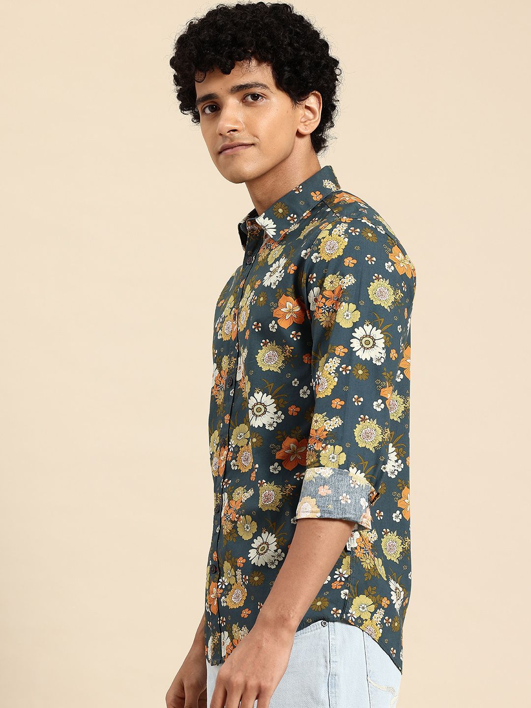 Being Human Floral Printed Slim Fit Pure Cotton Shirt