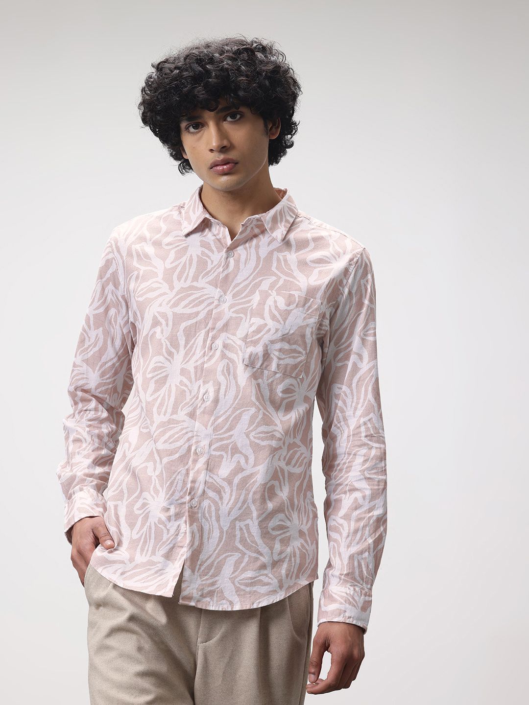 ether Floral Print Pure Cotton Longline Casual Shirt