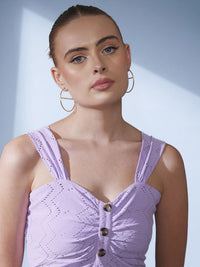 STREET 9 Shoulder Straps Schiffli Fitted Crop Top