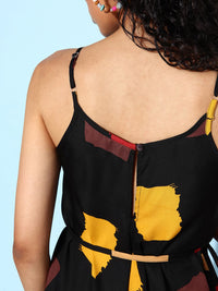 QUIERO Women Black & Brown Printed Basic Jumpsuit