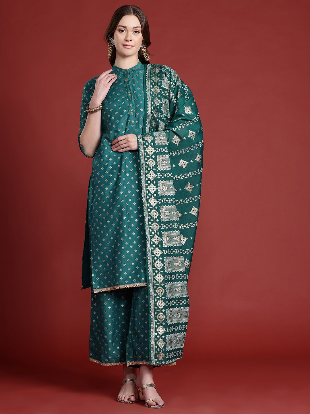 Anouk Ethnic Printed Kurta Set With Dupatta