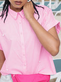 DressBerry Blowzy Pearl Detail Extended Sleeves Shirt
