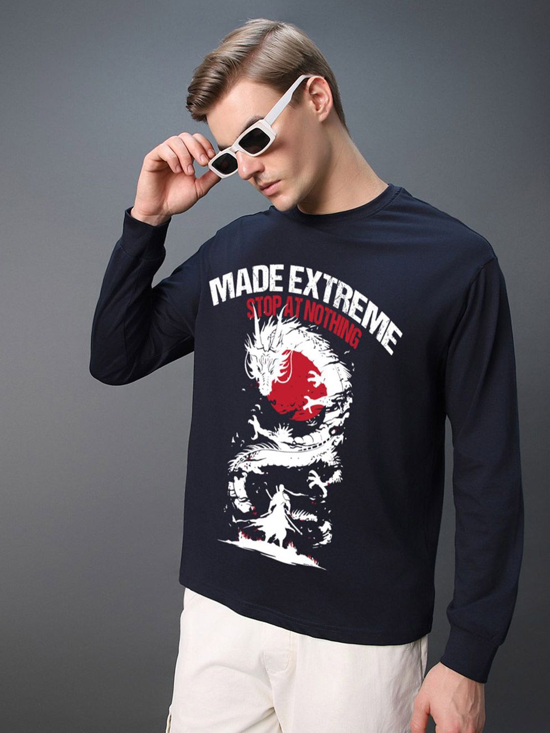 Bewakoof Men Typography Printed Round Neck Cotton Oversized T-shirt