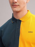 ADRO Colourblocked Polo Collar Lengan Pendek Kapas Tulen T-shirt Biasa
