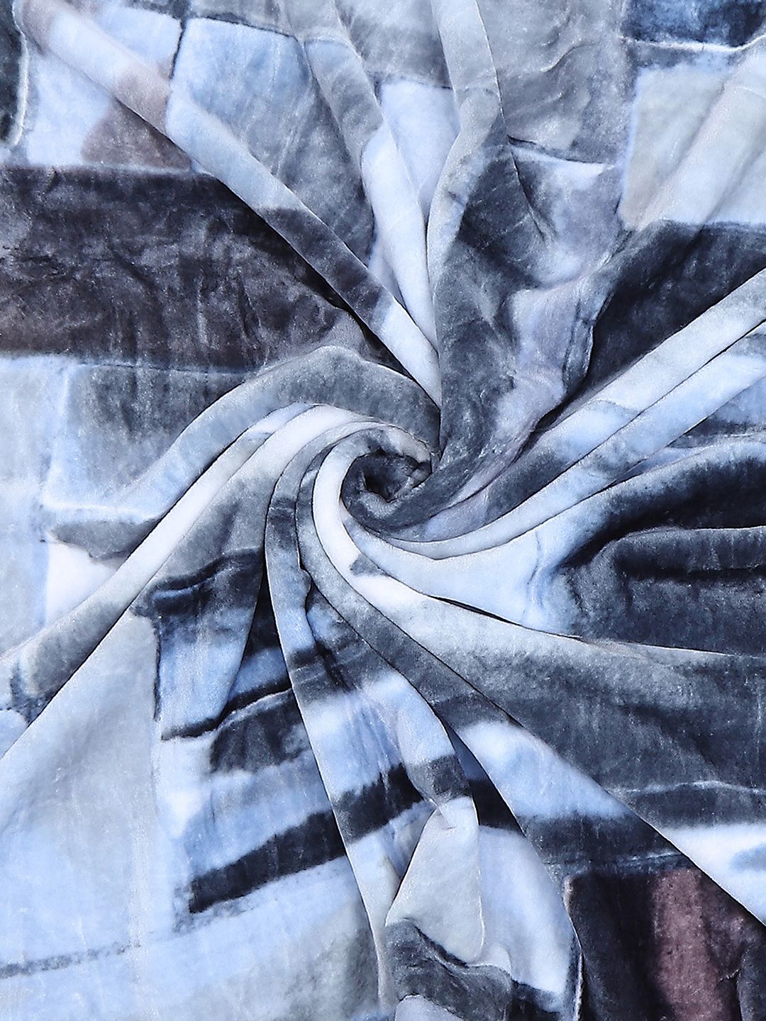 Monte Carlo Blue & White Abstract Printed Mild Winter Double Bed Blanket