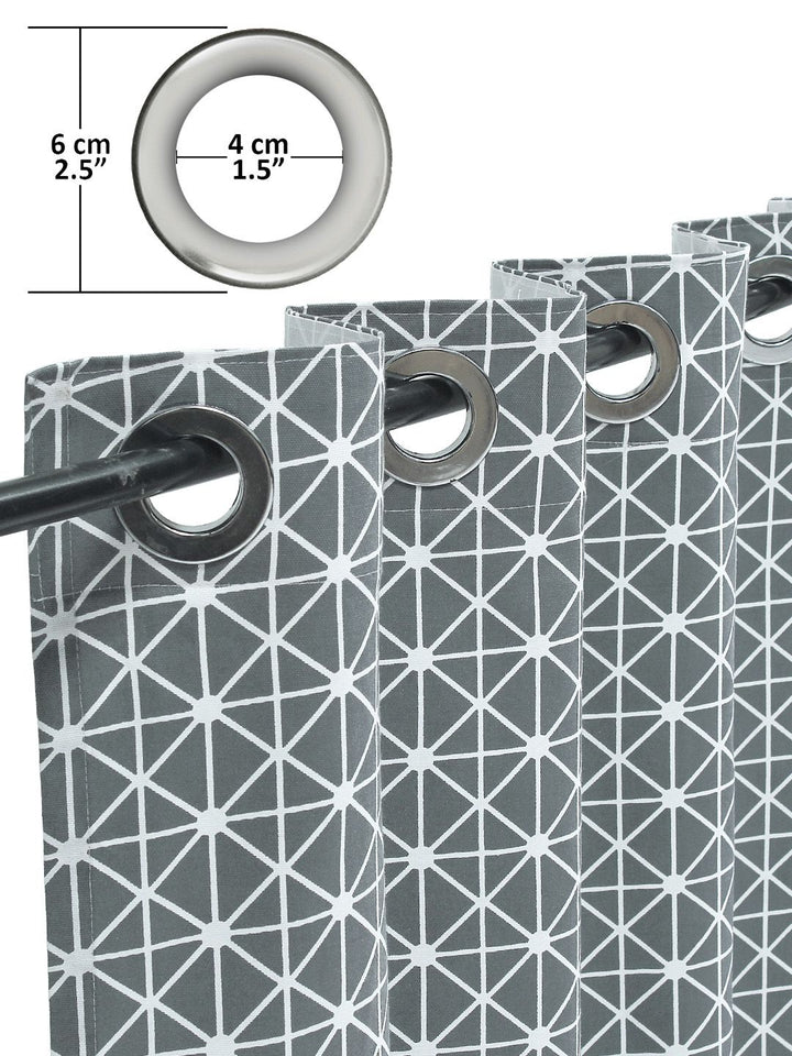 Story@home Grey & White Geometric Room Darkening Door Curtain