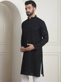 SOJANYA Mandarin Collar Thread Work Cotton Kurta