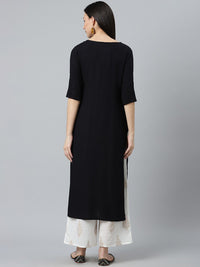 Libas Women Black Embroidered Kurta