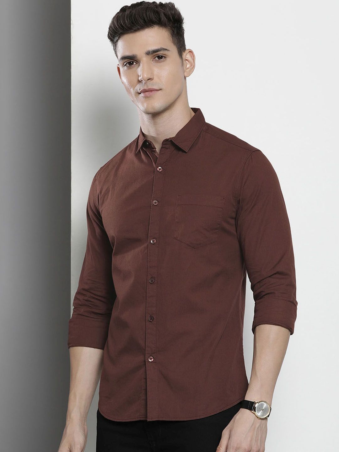 The Indian Garage Co Men Slim Fit Opaque Casual Shirt