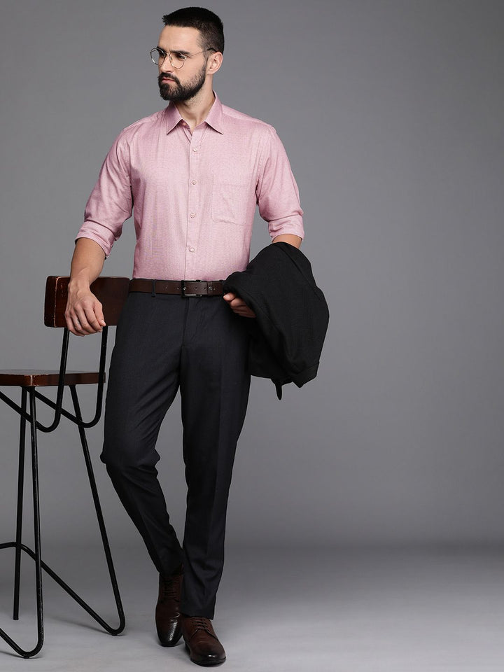 Raymond Pure Cotton Self Design Textured Slim Fit Formal Shirt