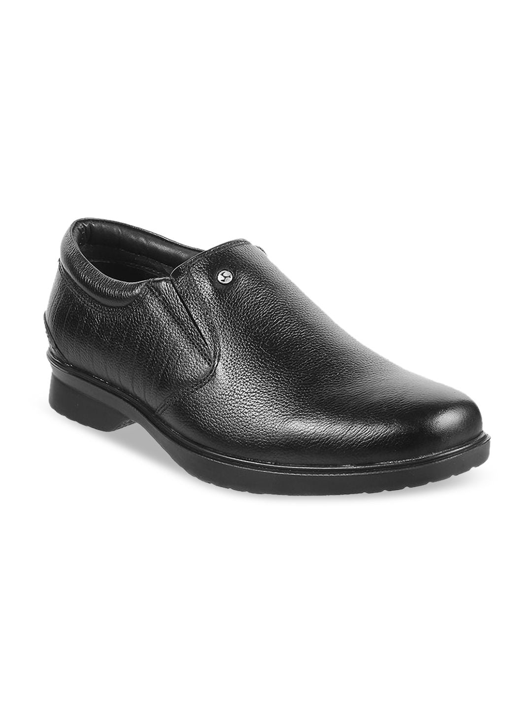 Mochi Men Black Textured Formal Loafers