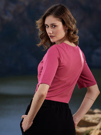 Athena Cut-Outs Round Neck Polyester Top