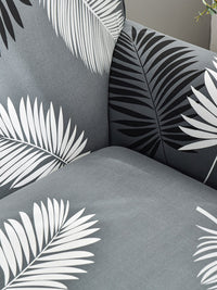Story@home Grey & White Printed 4 Seater Stretchable Sofa Cover With Arms