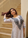 Rumah Wanita Chikankari Kurta Bersulam Mulmul Chikankari Putih