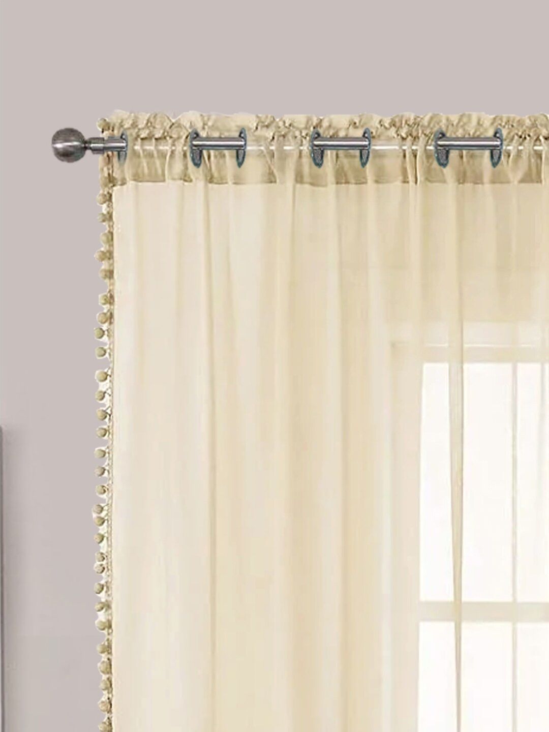 URBAN SPACE Taupe 2-Pieces Sheer Window Curtains