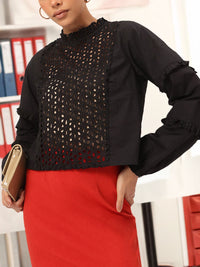 DressBerry Schiffli Show Frilled Cotton Top