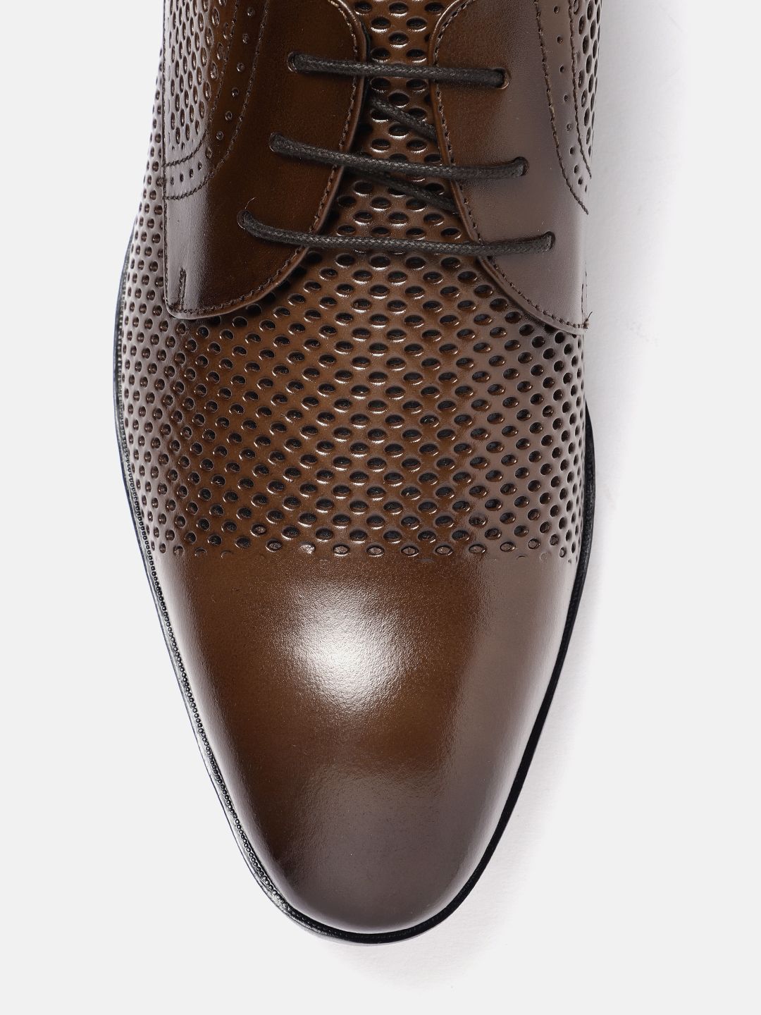 House of Pataudi Men Perforated Detailing Formal Derbys