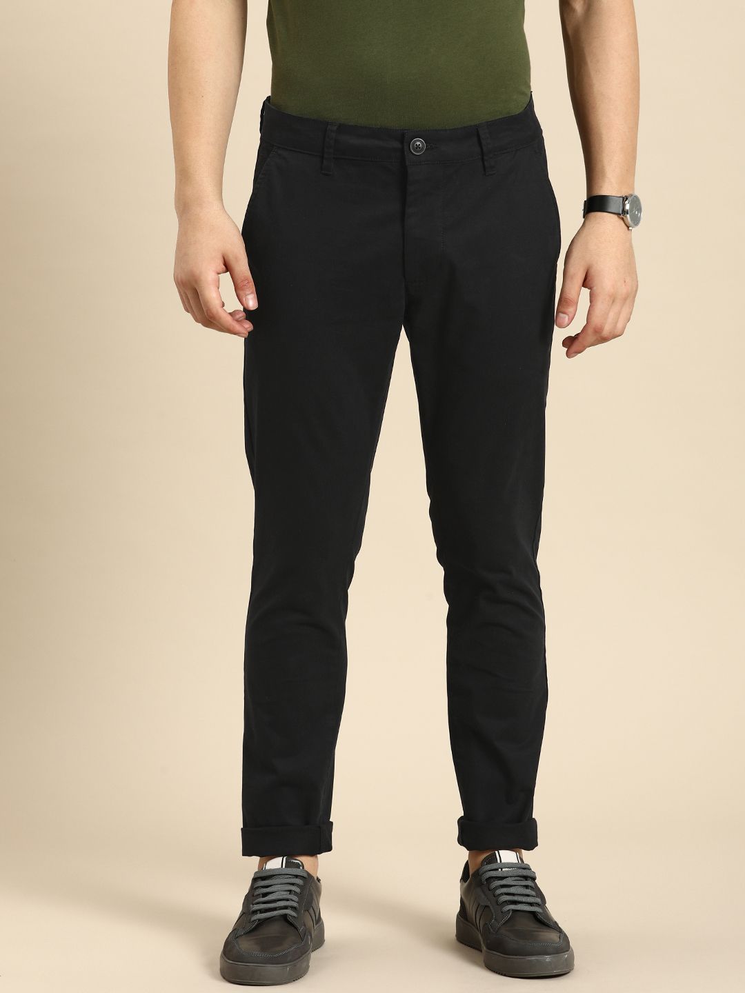 Being Human Men Solid Mid-Rise Regular Fit Chinos