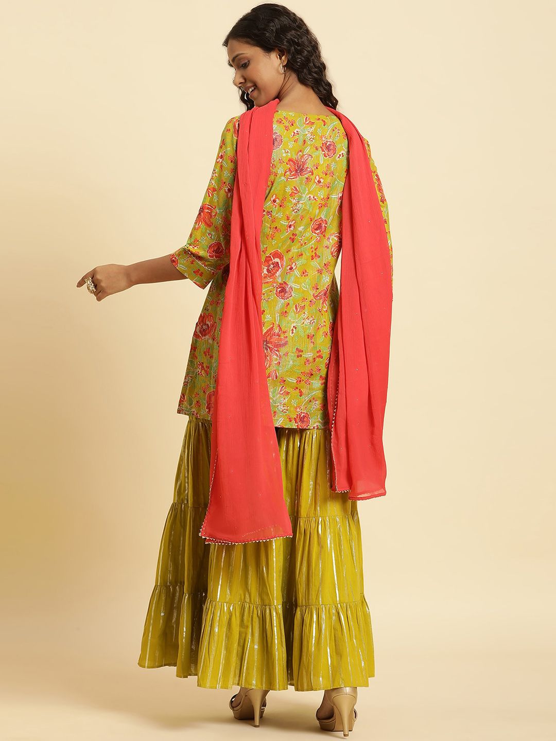 W Cotton Kurti with Sharara & Dupatta