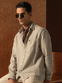 LOCOMOTIVE Oversized Dobby Textured Striped Overshirt