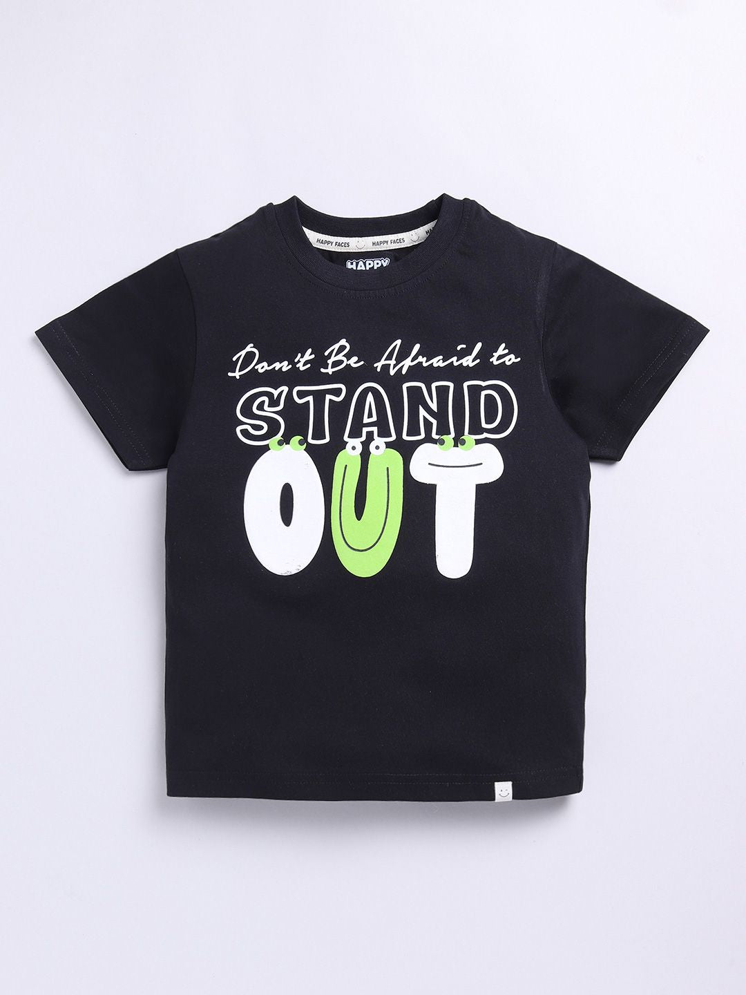 Happy Faces Boys Pure Cotton Typography Printed T-shirt