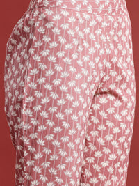 Anouk Floral Print Pure Cotton Kurta with Trousers & With Dupatta
