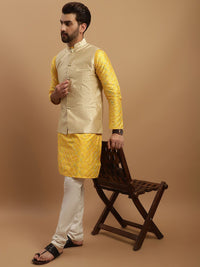 SOJANYA Kurta Biasa Sulam Geometrik Dengan Jaket Churidar & Nehru