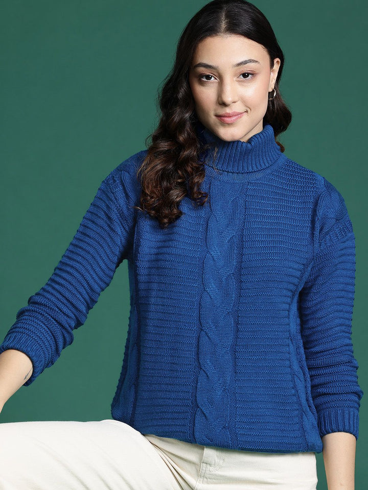 DressBerry Cable Knit Turtle Neck Pullover