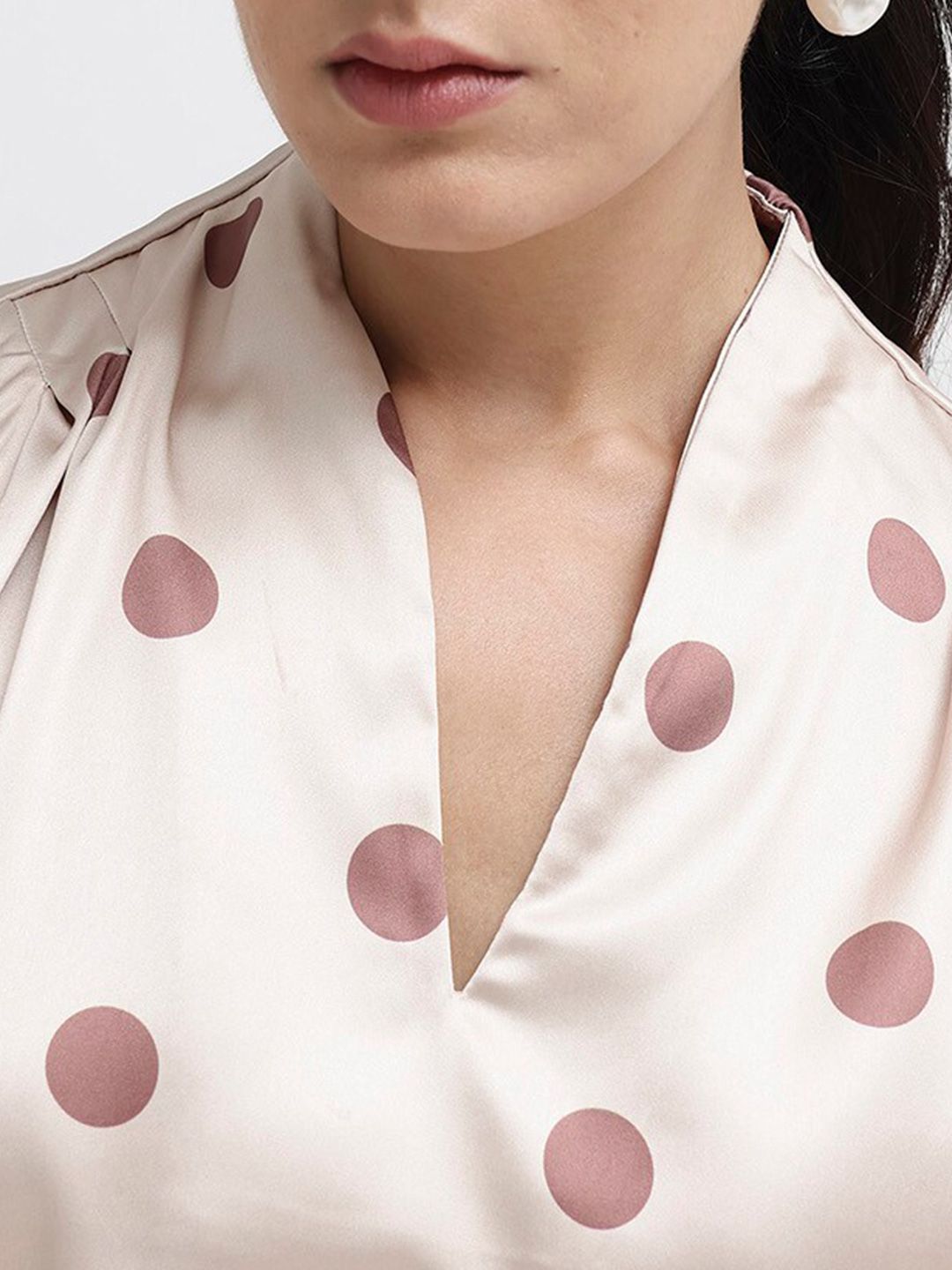 RAREISM Polka Dot Printed Cotton Top