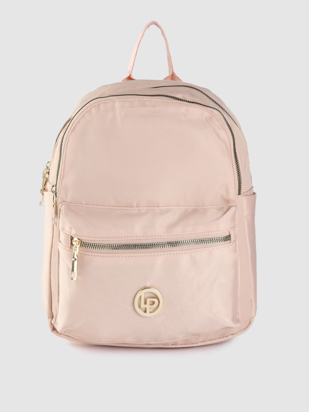 Lino Perros Women Peach-Coloured Solid Laptop Backpack