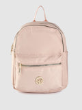 Lino Perros Women Peach-Coloured Solid Laptop Backpack