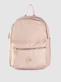 Lino Perros Women Peach-Coloured Solid Laptop Backpack