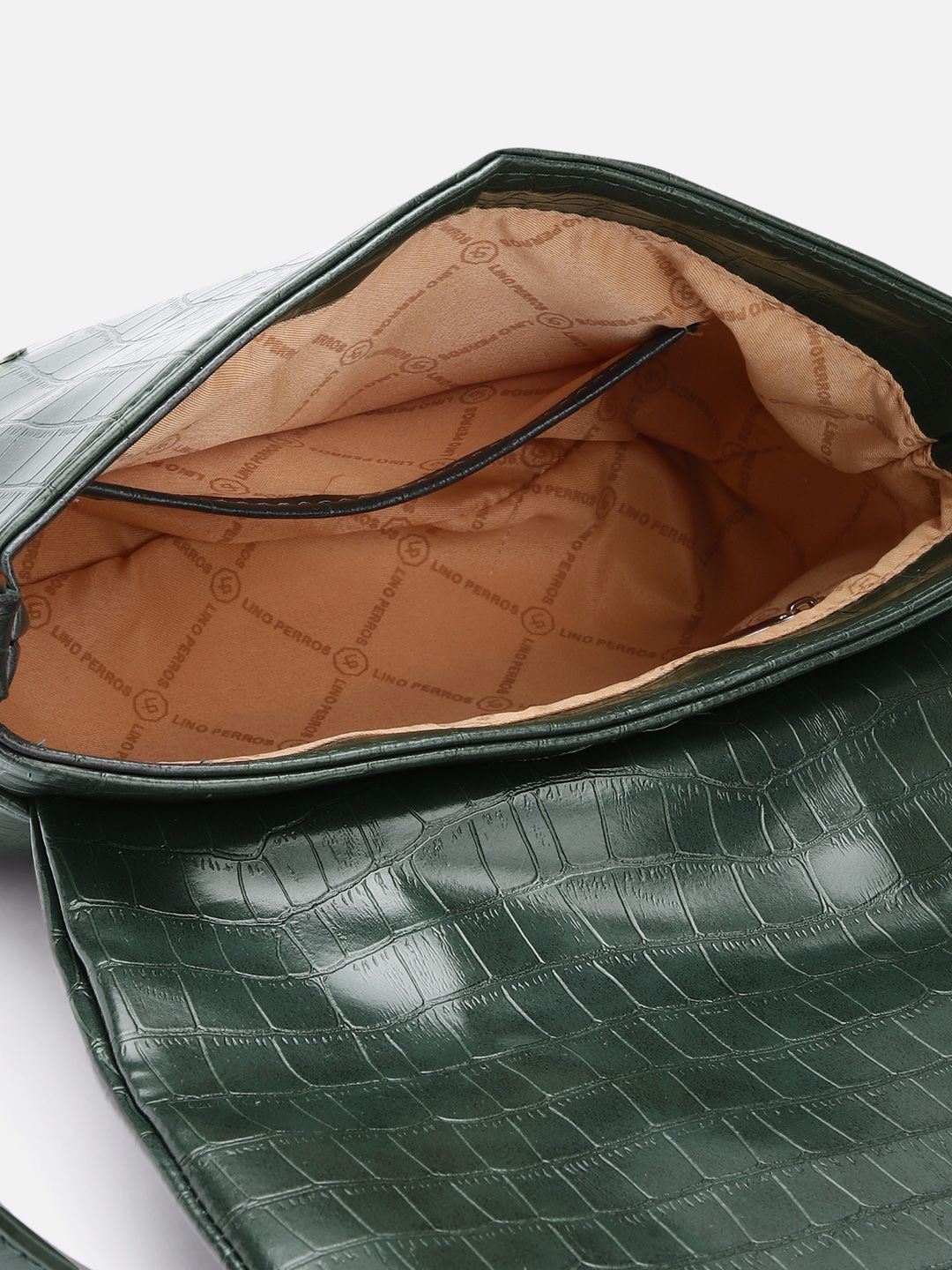 Lino Perros Croc-Textured Structured Shoulder Bag