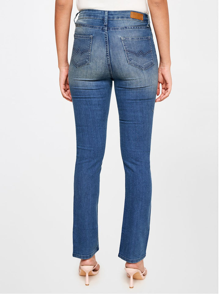 AND Women Straight Fit Light Fade Printed Stretchable Jeans