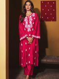 House of Chikankari Women Regular Chikankari Chanderi Silk Kurta with Trousers