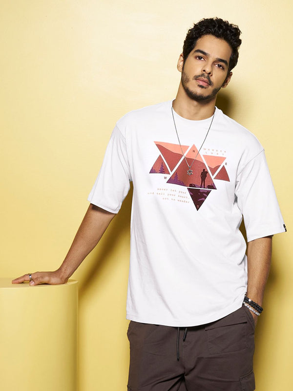 Bewakoof Wander Geometry Graphic Printed Oversized T-shirt