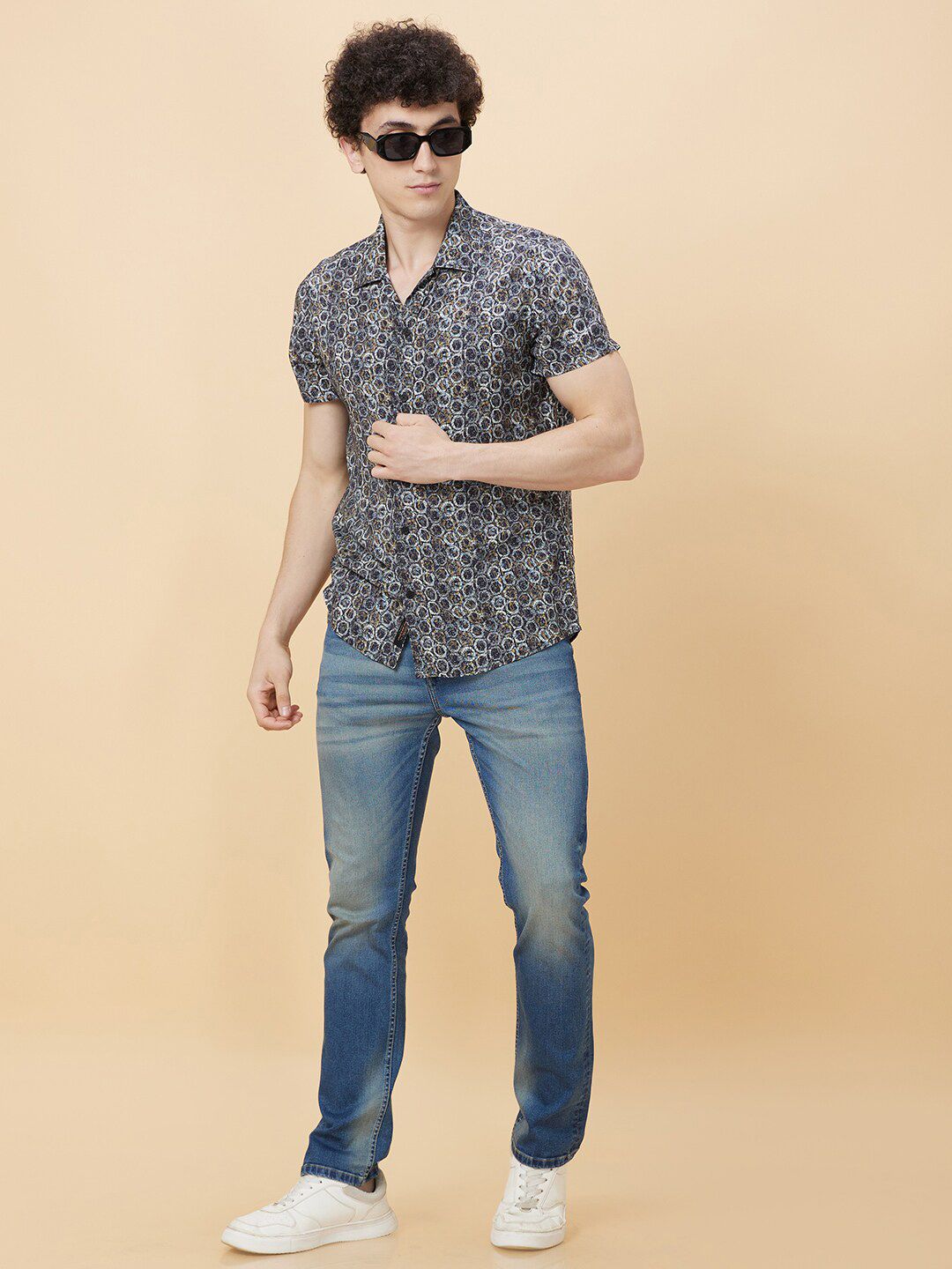 Being Human Slim Fit Geometric Printed Casual Shirt