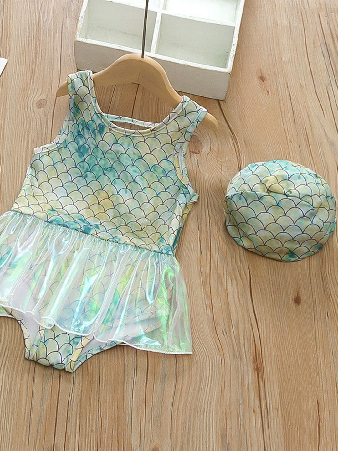 YK Girls Printed Sleeveless Swim Bodysuit