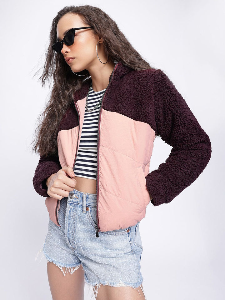 DressBerry Effortless Layering Sherpa Colourblocked Padded Jacket
