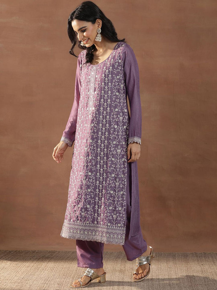 Libas Women Floral Embroidered Regular Kurta with Palazzos & With Dupatta