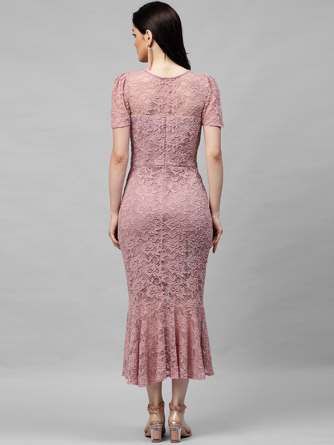 Athena Mauve Self Design Sheath Dress